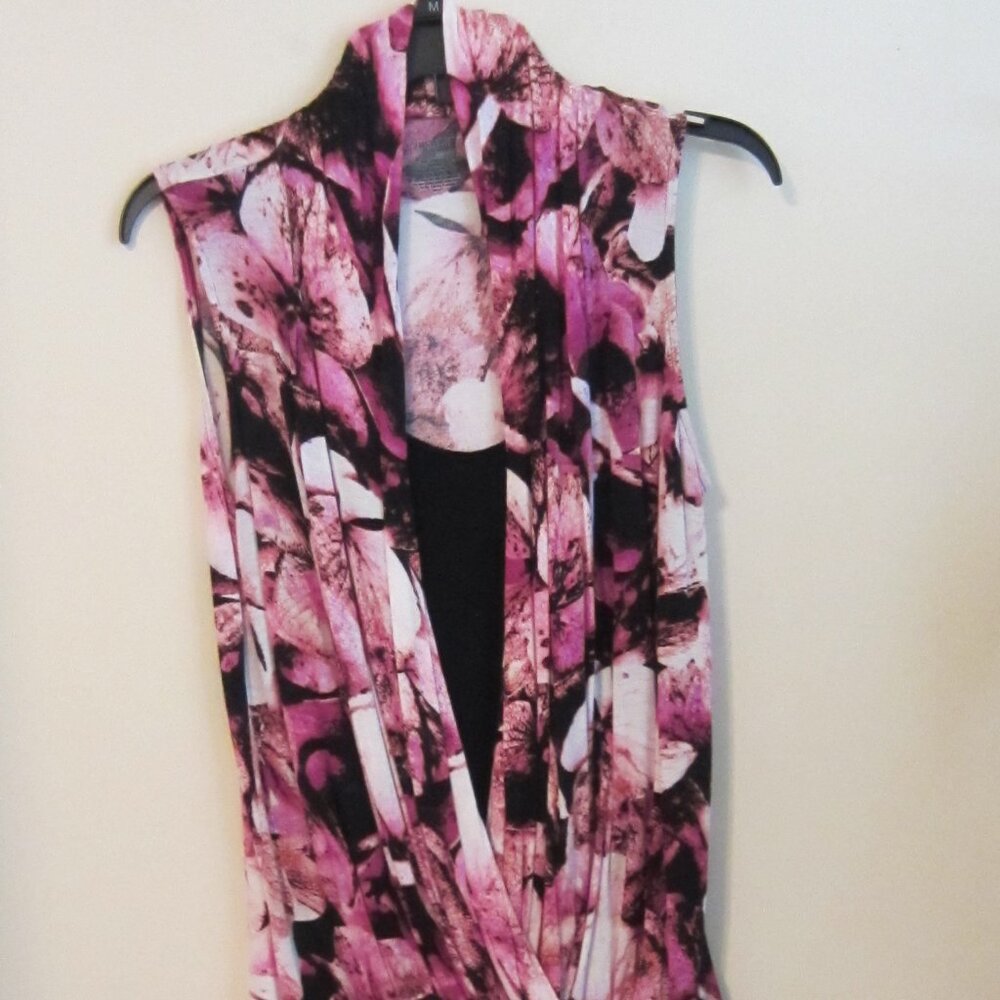 Jennifer Lopez Sleeveless Multicolor wrap top - Med - Fuchsia/Orchid/Pink/Black
